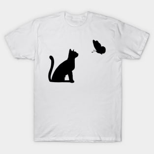 Black Cat Butterfly - Cat Lover T-Shirt